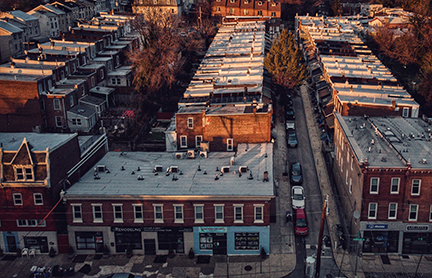 Image of a Philadelphia neighborhood photographed from above